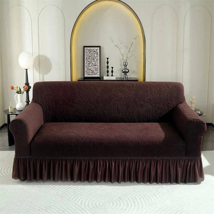 Sunflower Elastic Sofa Cover, Jacquard Couch Protector with Skirt Edge, Dustproof
