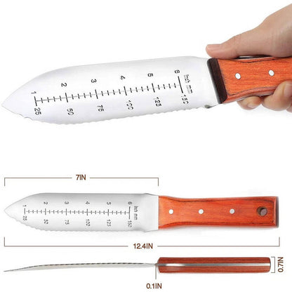 Garden Knife Weeding Tool 7 Inch Full Tang, Durable Digging Knife with Leather Sheath for Outdoor Gardening