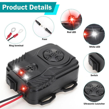 Ultrasonic Car Engine Rodent Repeller, Under Hood Rat and Mouse Deterrent for Vehicle Wiring and Pest Control Protection