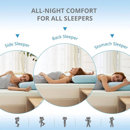 Medium Contoured Gel Memory Foam Cooling Pillow, Ergonomic Knitted Neck and Shoulder Support for Back, Stomach, and Side Sleepers