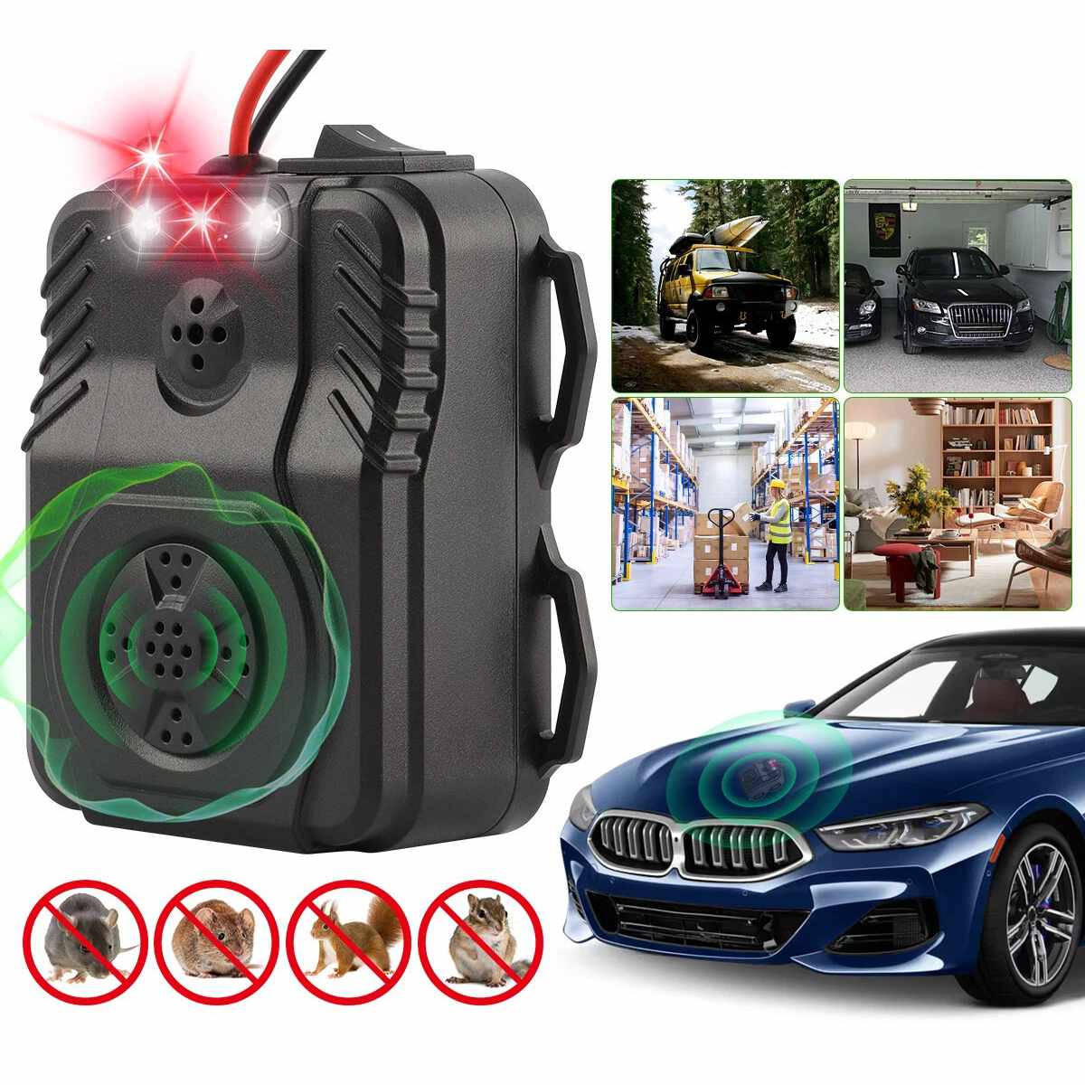 Ultrasonic Car Engine Rodent Repeller, Under Hood Rat and Mouse Deterrent for Vehicle Wiring and Pest Control Protection