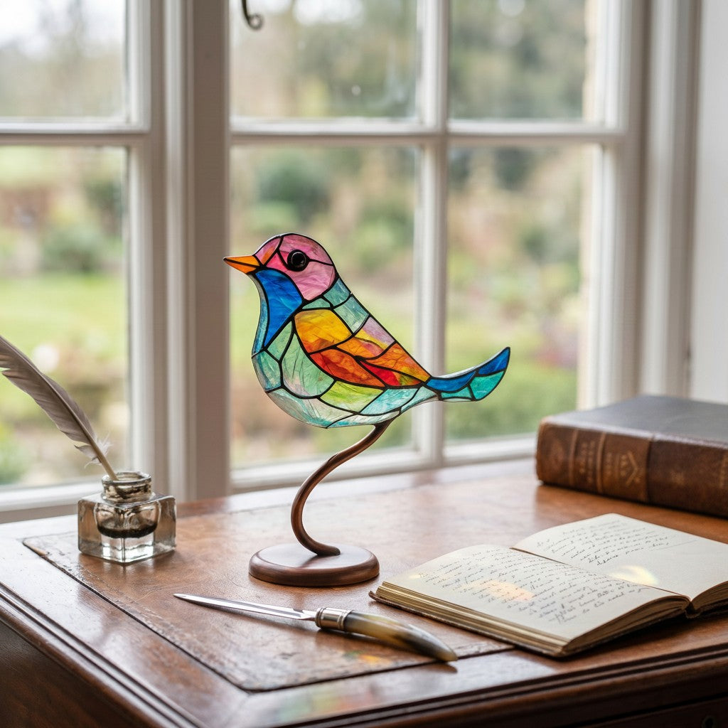 Light Reflecting Bird Window Ornament with Color Scatter Design