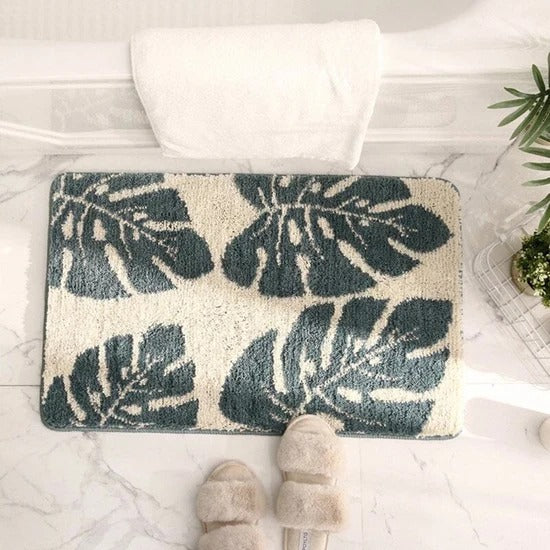 Leaf Pattern Plush Runner Mat for Hallways and Entryways