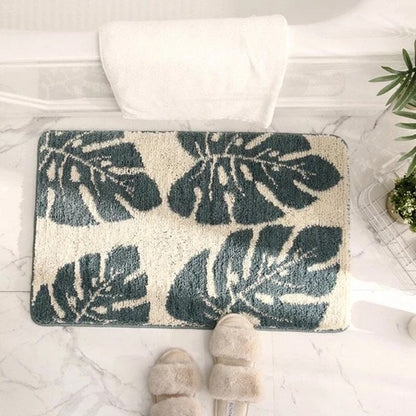 Leaf Pattern Plush Runner Mat for Hallways and Entryways