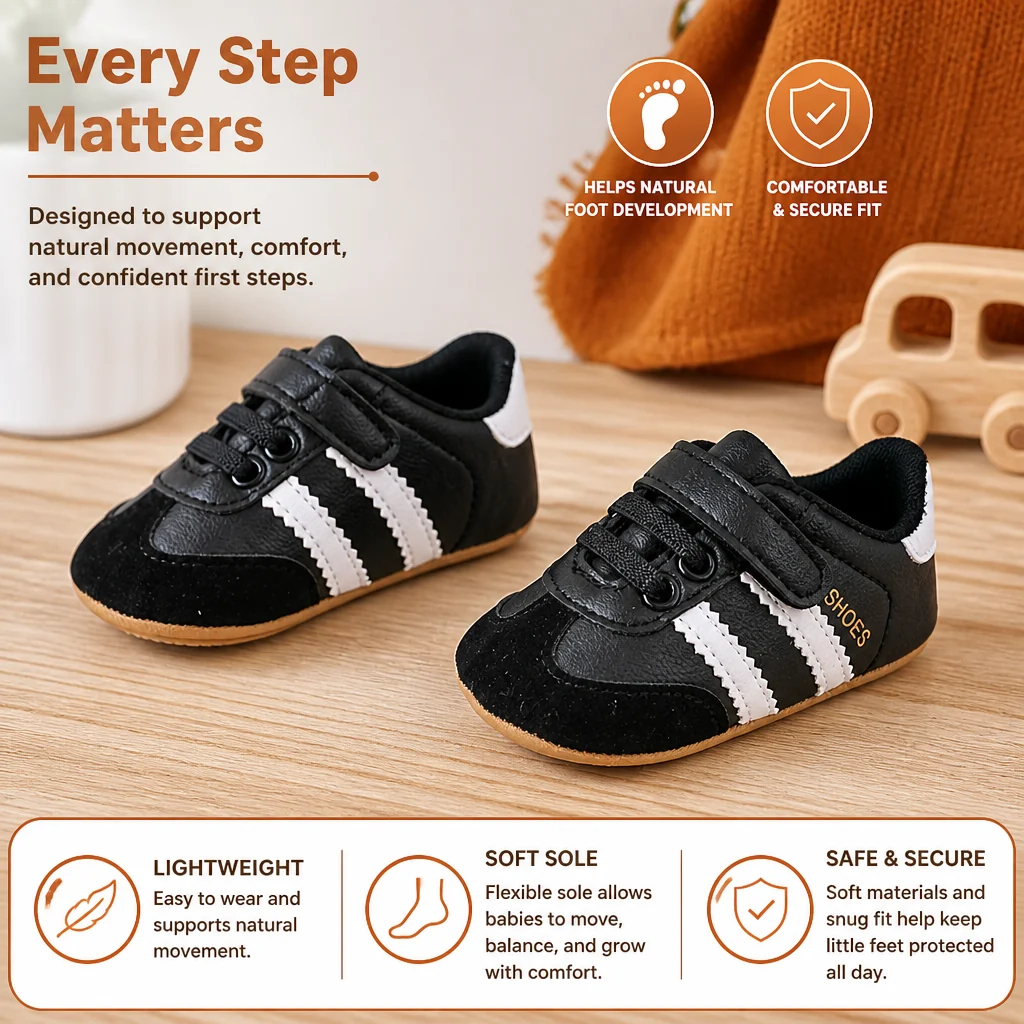 Soft Sole Infant Sneakers with Touch Fastening Straps for Early Walkers