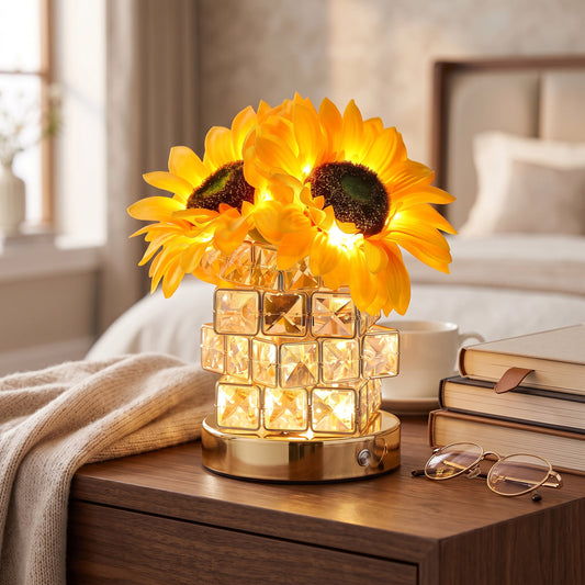 Rechargeable Sunflower Night Light with Touch Dimming and Charging Cable