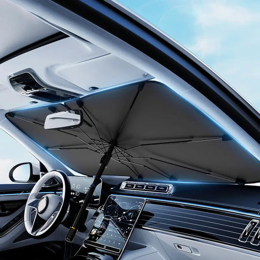Car Windshield Sun Shade Umbrella, Foldable Sunshade with UV Block & Heat Insulation, Large Universal Front Window Cover for Trucks and Cars