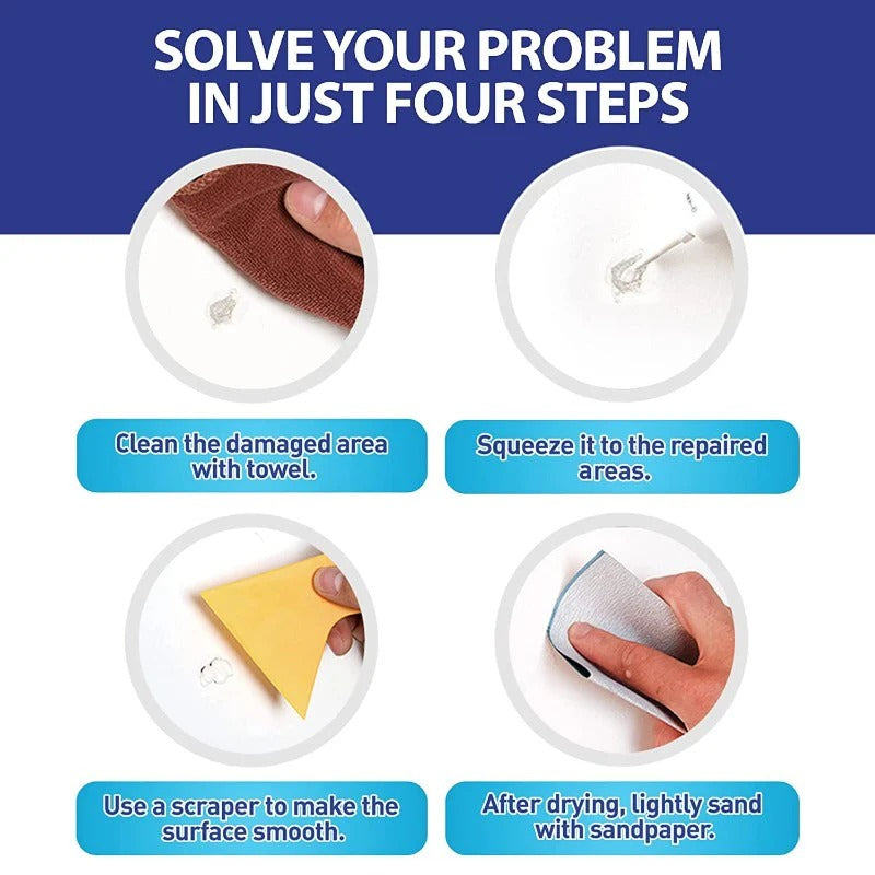 Drywall Patch Repair Cream Kit with Scraper and Nozzle for Wall Holes and Scratches