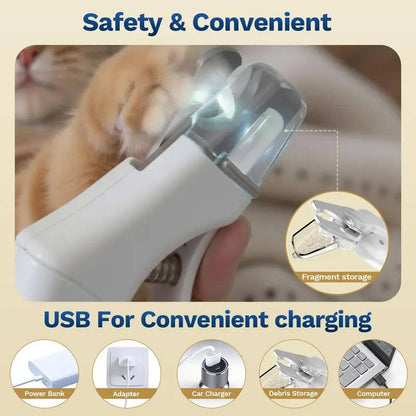 2 in 1 Electric Nail Clipper & Grinder for Dogs & Cats of All Sizes, LED Light, Painless, Low Noise, Safe