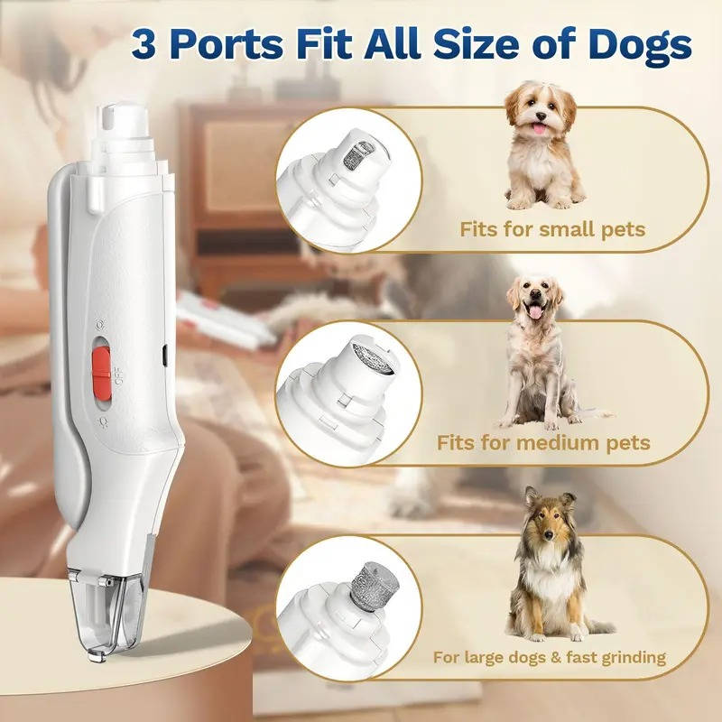 2 in 1 Electric Nail Clipper & Grinder for Dogs & Cats of All Sizes, LED Light, Painless, Low Noise, Safe