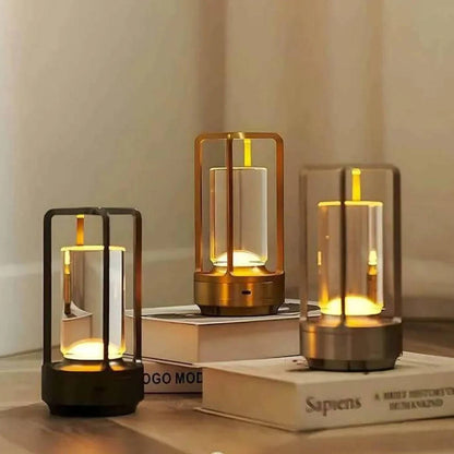 Crystal Lantern Table Lamp with 3 Level Touch Dimmer & Waterproof Design