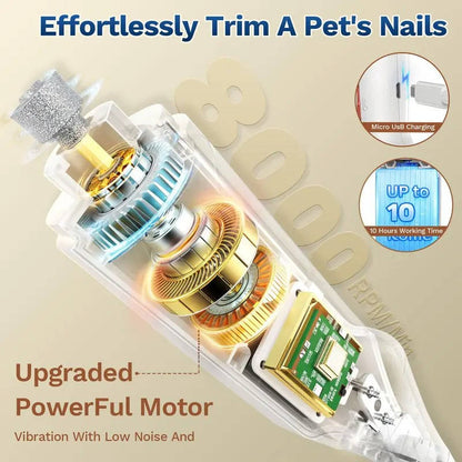 2 in 1 Electric Nail Clipper & Grinder for Dogs & Cats of All Sizes, LED Light, Painless, Low Noise, Safe