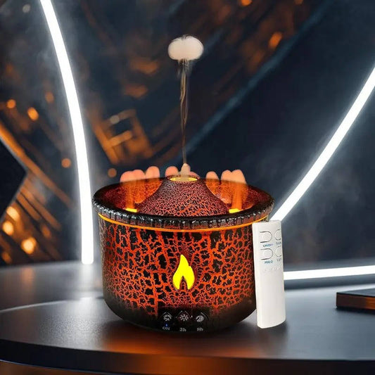 Portable Aromatherapy Oil Diffuser with Night Light, Simulated Volcano Design