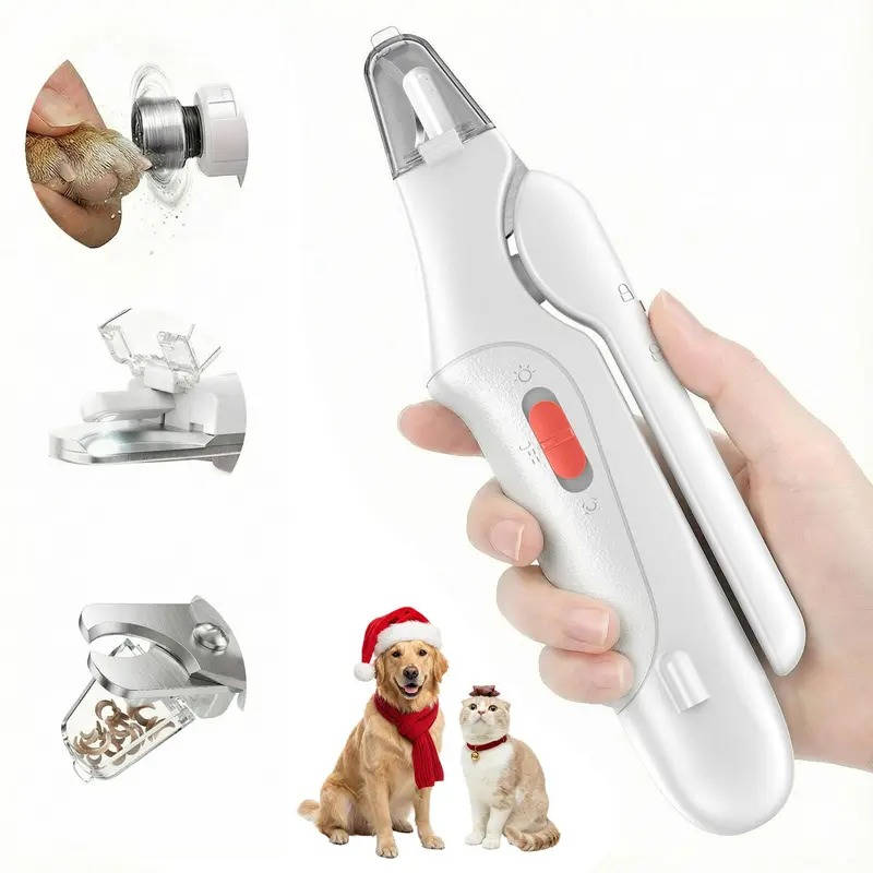 2 in 1 Electric Nail Clipper & Grinder for Dogs & Cats of All Sizes, LED Light, Painless, Low Noise, Safe