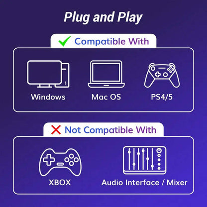 USB Gaming Microphone RGB for PC PS4 PS5, Streaming Podcast Mic with One Tap Mute Sound Control Mount Adapter