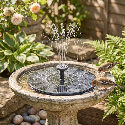 Floating Solar Fountain Pump with Interchangeable Spray Heads for Bird Baths