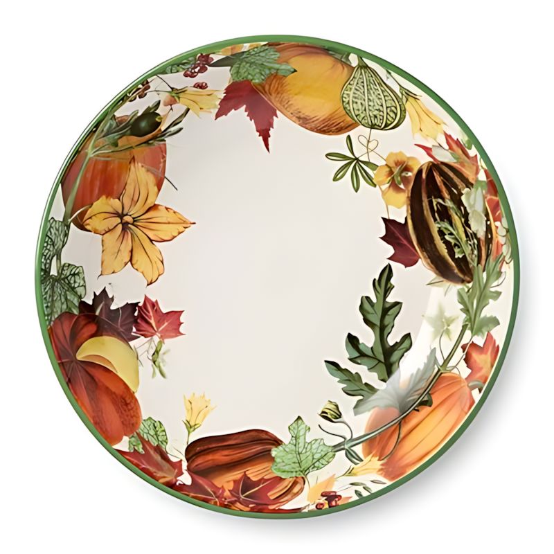 Large Ceramic Salad and Pasta Bowl with Fall Pumpkin Print 13 Inch