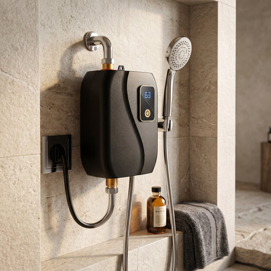 Electric Tankless Water Heater with LED Display and Safety Sensors
