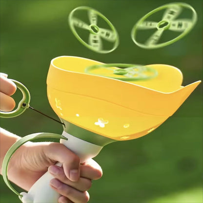 Frog Launcher Flying Propeller Toy with 6 Spinning Propellers for Garden Play