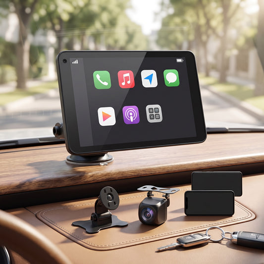 Wireless Car Display with Backup Camera and Voice Control for Navigation