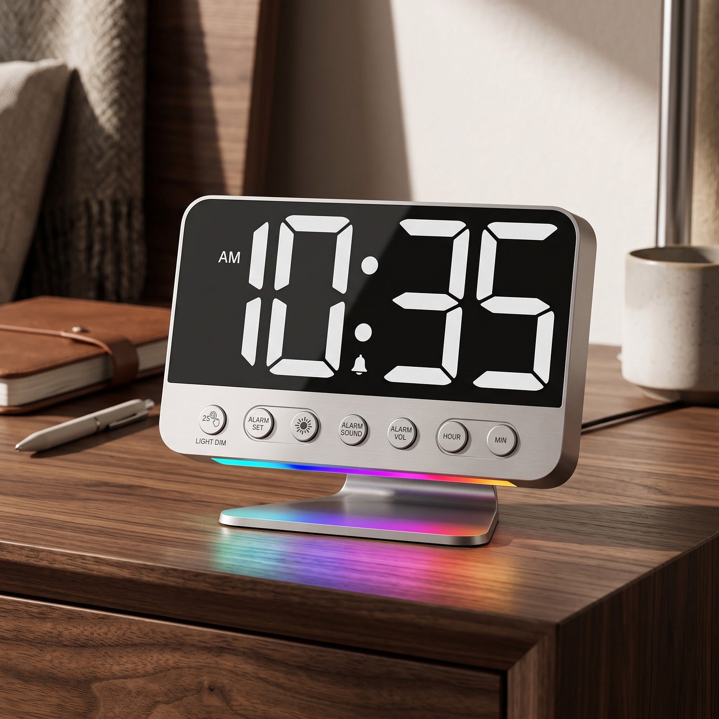 Alarm Clock with Battery Backup and USB Phone Charging Port, 2-Inch Display