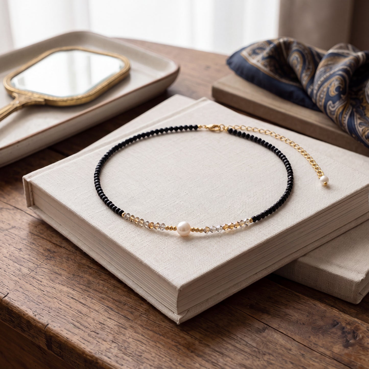 Synthetic Resin Choker Necklace with Smooth Finish and Adjustable Clasp