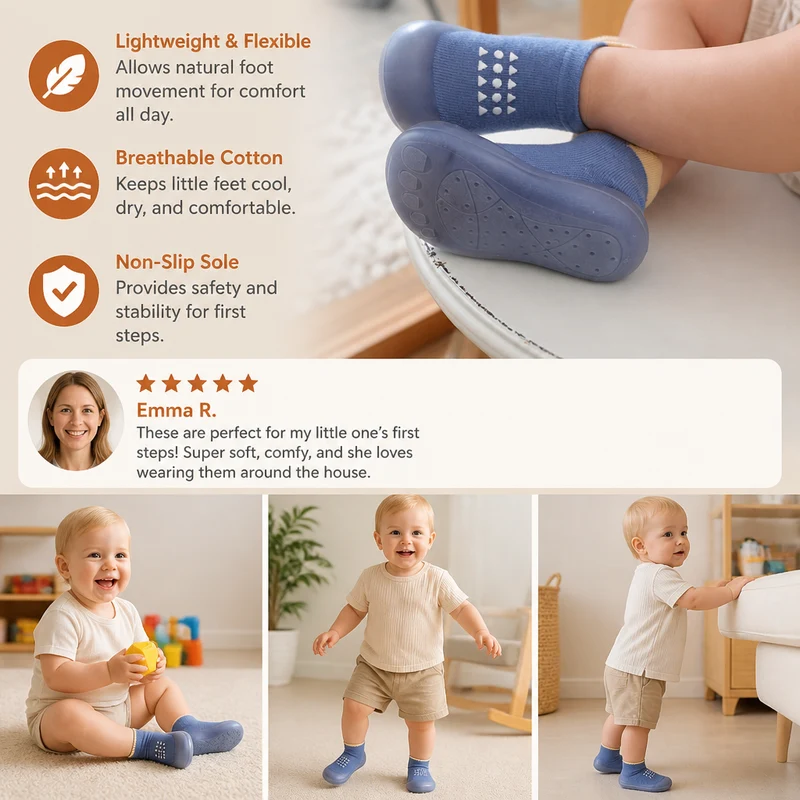 Ventilated Toddler Shoes with Non Slip Textured Bottom for First Steps