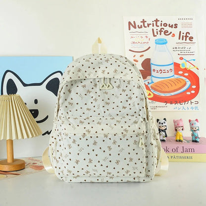 Heart Motif Backpack Featuring Several Storage Pockets and Adjustable Shoulder Support