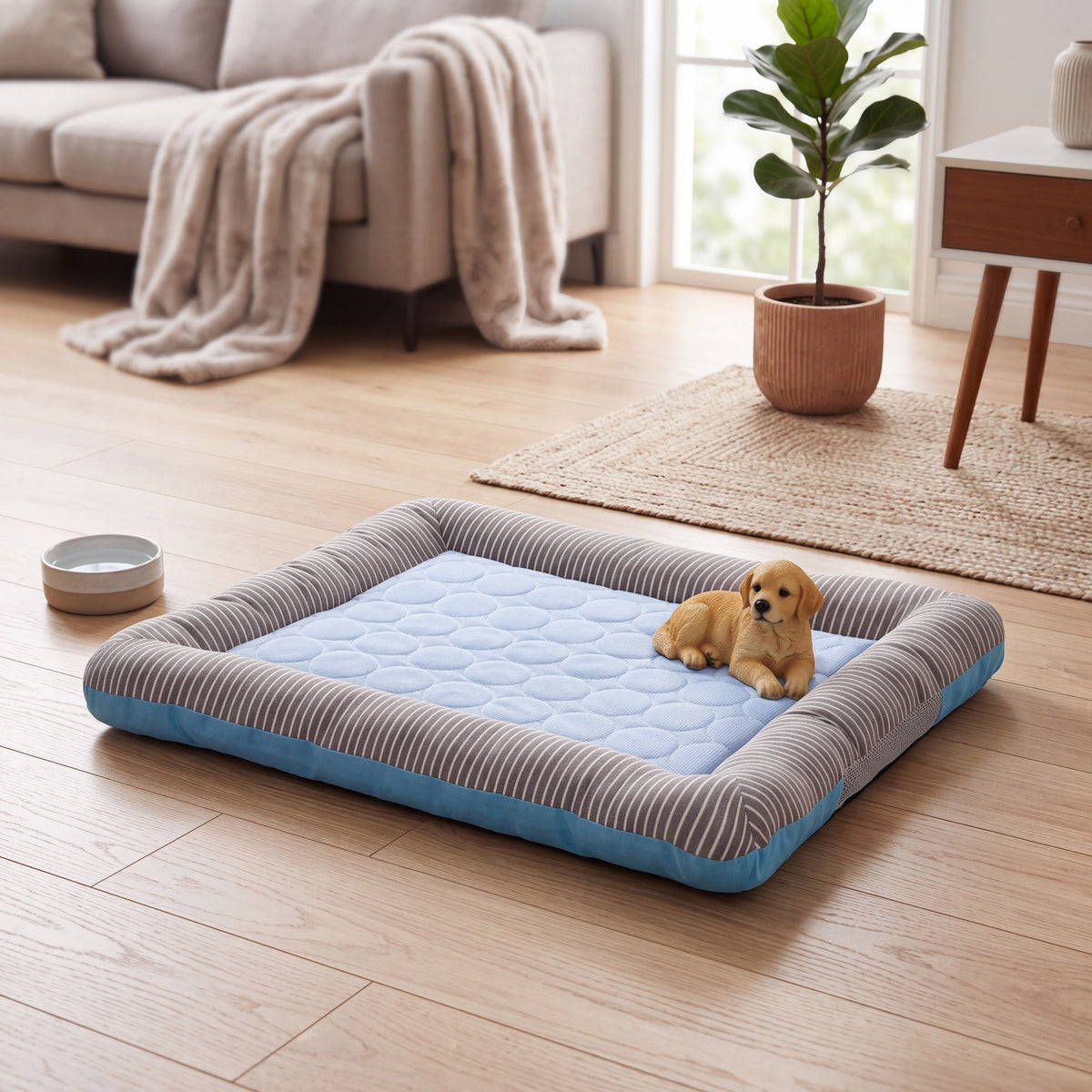 Pet Cooling Mat with Breathable Ice Silk Surface and Edge Stitching for Dogs and Cats