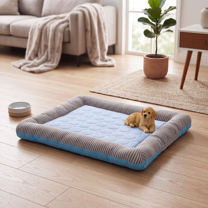 Pet Cooling Mat with Breathable Ice Silk Surface and Edge Stitching for Dogs and Cats