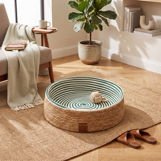 Rattan Cat Scratching Bed with Raised Edges and Natural Fibers, Three Sizes