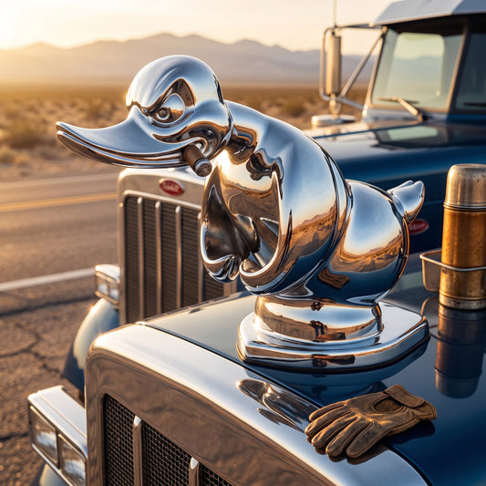 Angry Duck Radiator Emblem with Chrome Plating and Dual Pin Mounting, 6x4 Inches