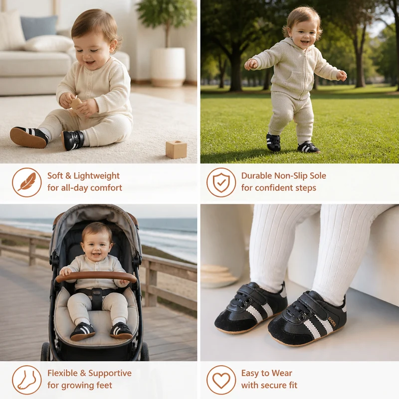 Soft Sole Infant Sneakers with Touch Fastening Straps for Early Walkers