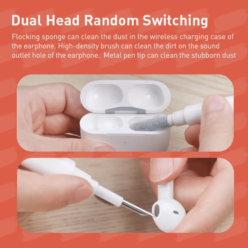 Five Tool Keyboard and Earphone Cleaning Pen with Bristles, Sponge, Brush, Pen Tip and Keycap Puller