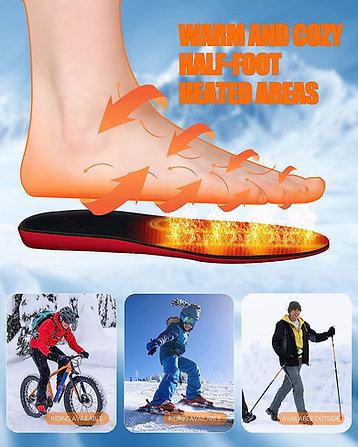 Trimmable Heated Insoles with Carbon Fiber Heating and Charging Cable for Winter Footwear