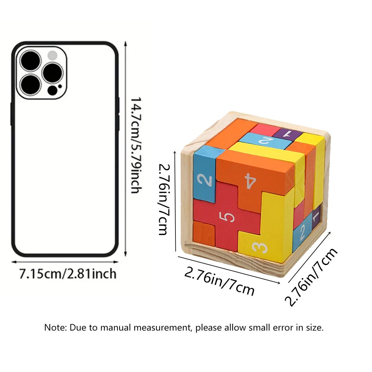 Interlocking Luban Lock Cube in Painted Wood with Bright Colors for Desks and Travel Bags
