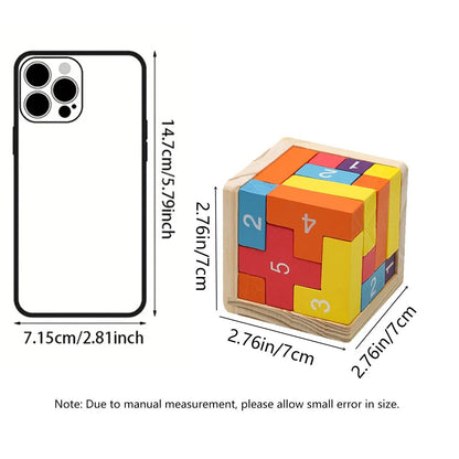 Interlocking Luban Lock Cube in Painted Wood with Bright Colors for Desks and Travel Bags