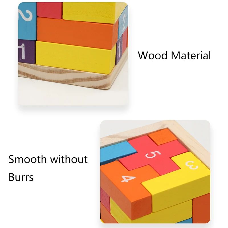 Interlocking Luban Lock Cube in Painted Wood with Bright Colors for Desks and Travel Bags