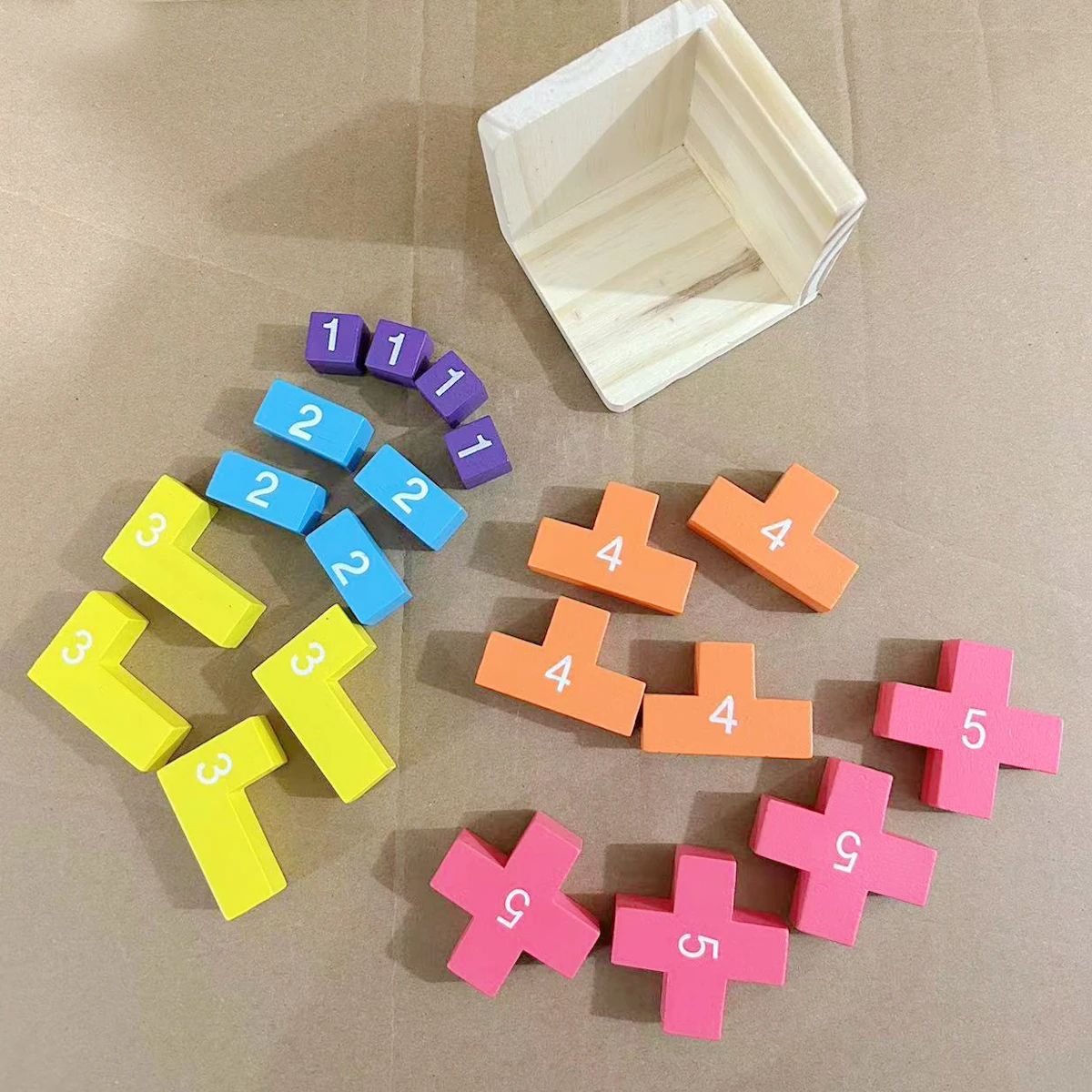 Interlocking Luban Lock Cube in Painted Wood with Bright Colors for Desks and Travel Bags