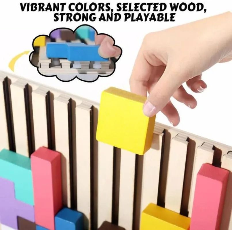 Natural Wood Stacking Puzzle Game for Group Play Classroom Use and Quiet Indoor Time