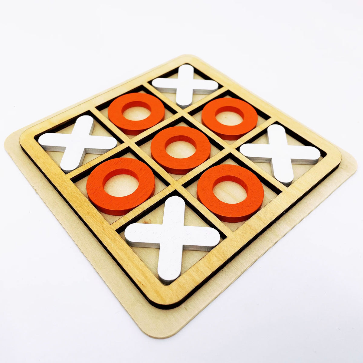 Wooden Tic Tac Toe Board with Smooth Natural Finish for Family Nights Picnics and Camping