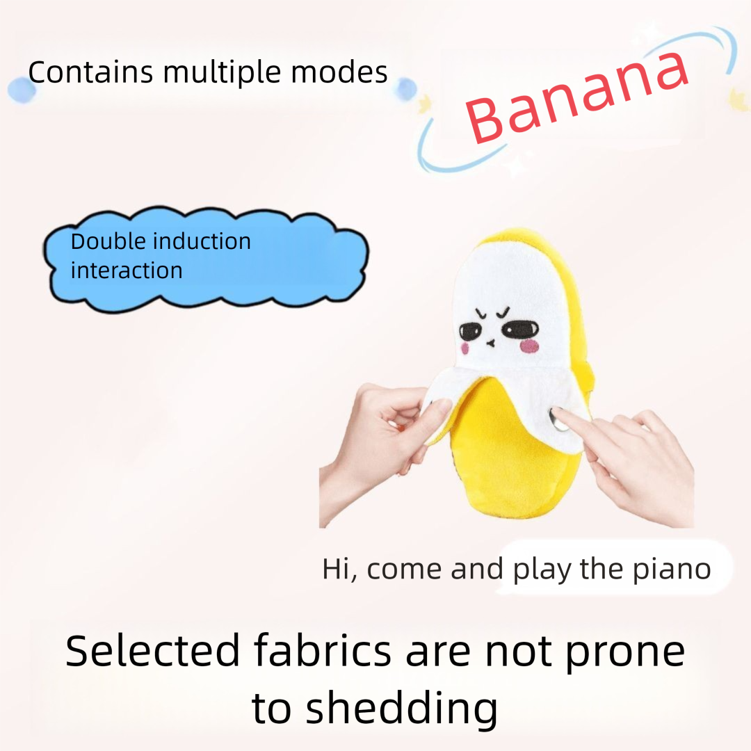 Plush Banana Toy That Plays Sounds When Touched with Soft Fabric for Kids and Gifts