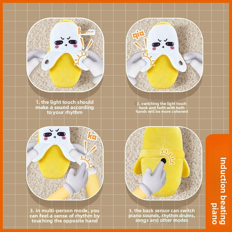 Plush Banana Toy That Plays Sounds When Touched with Soft Fabric for Kids and Gifts