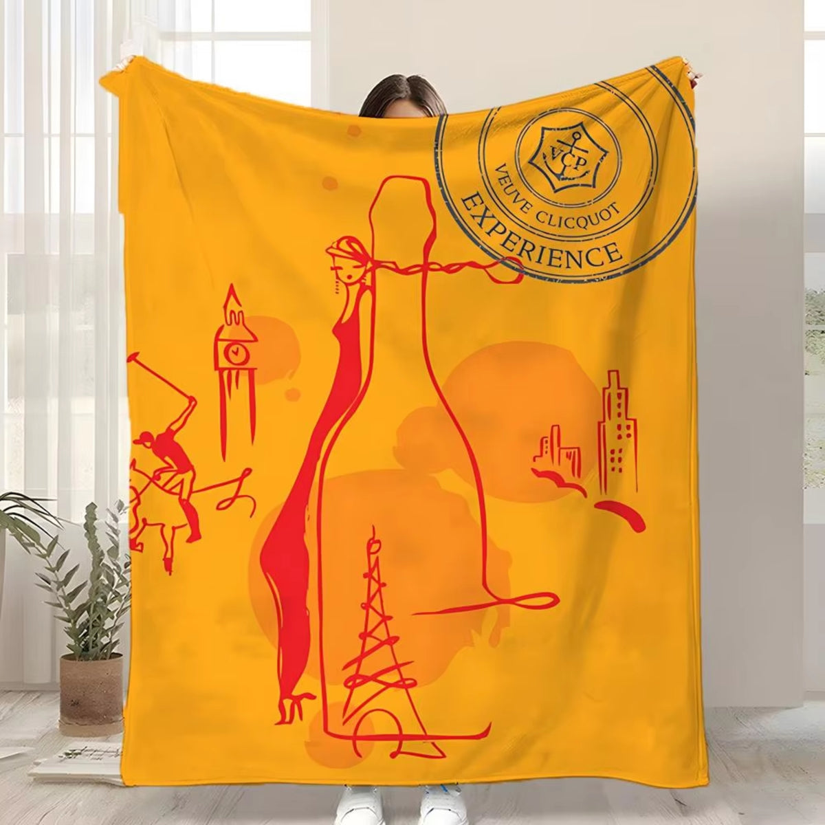 Plush Flannel Lap Blanket with Artistic Print for Couch Bed and Car Trips