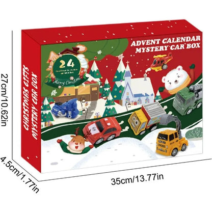 Race Day Advent Calendar with 24 Pull Back Toy Cars in Bright Colors