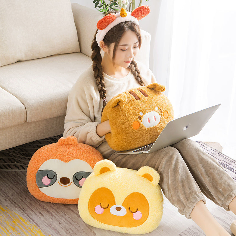 Animal Hand Warmer Pillow with Dual Side Openings and PP Cotton Filling, 5 Designs