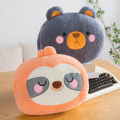 Animal Hand Warmer Pillow with Dual Side Openings and PP Cotton Filling, 5 Designs