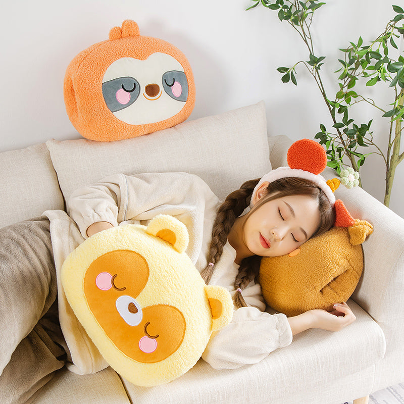 Animal Hand Warmer Pillow with Dual Side Openings and PP Cotton Filling, 5 Designs