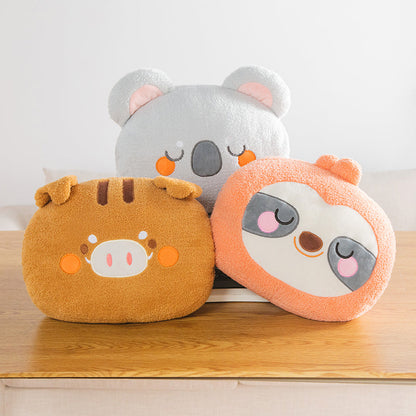 Animal Hand Warmer Pillow with Dual Side Openings and PP Cotton Filling, 5 Designs