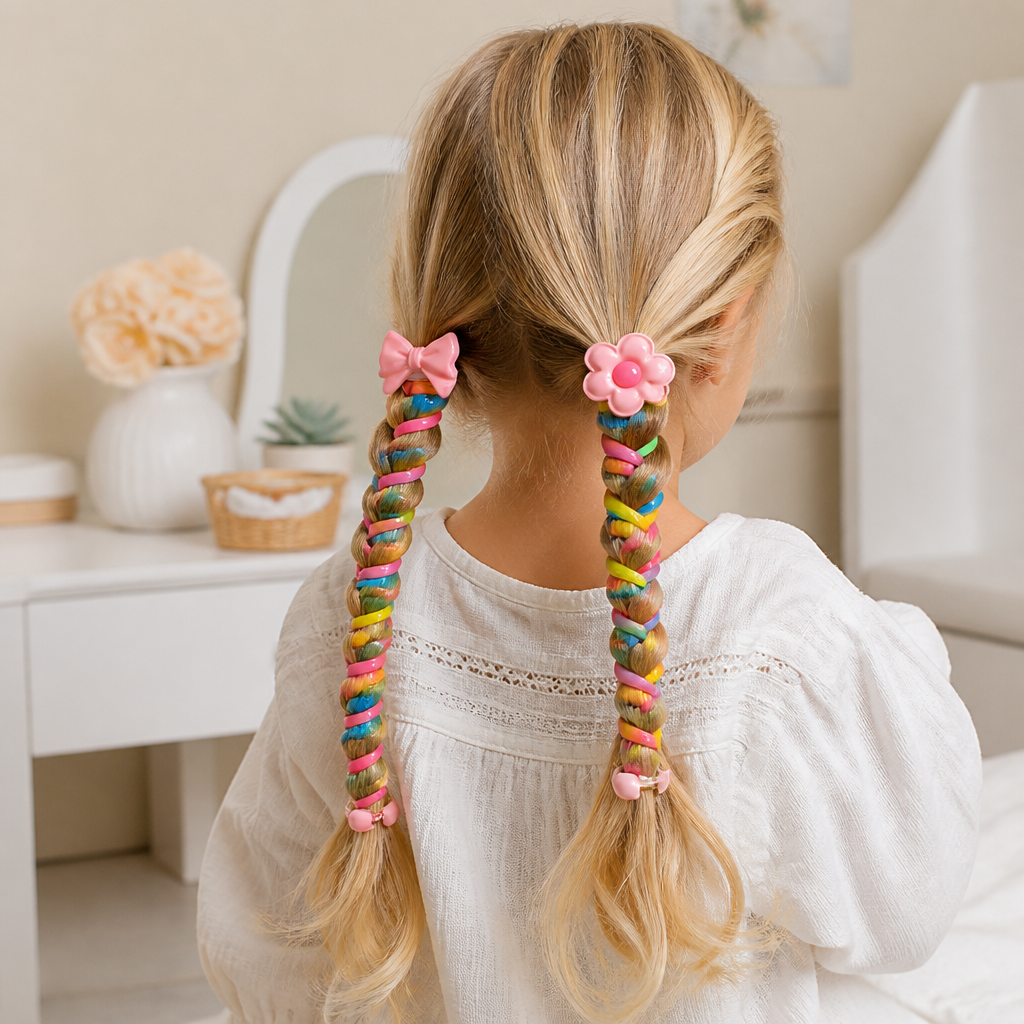Stretchy Spiral Hair Ties for Girls in Seven Cute Styles for Braids Ponytails and Everyday Hairdos